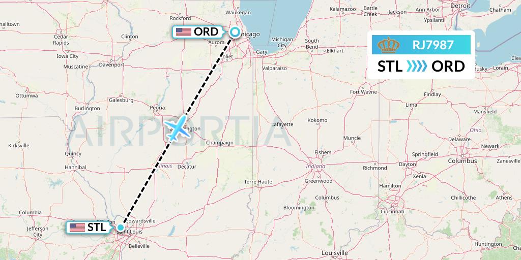 RJ7987 Flight Status Royal Jordanian: St. Louis to Chicago (RJA7987)