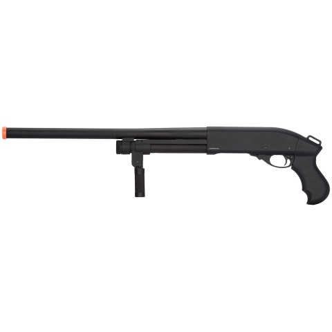 Golden Eagle M870 3/6-Shot Pump Action Gas Airsoft Shotgun w/ Forend Grip - BLACK