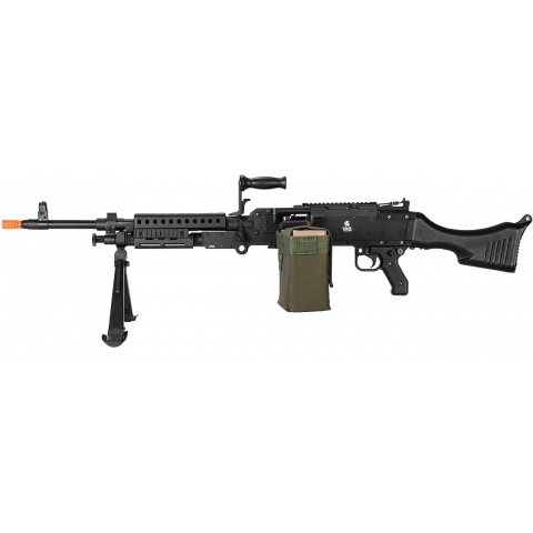 Lancer Tactical Full Metal M240 Airsoft AEG Squad Automatic Machine Gun with Box Magazine (Color: Black)