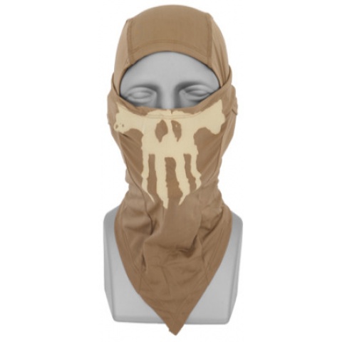 UK Arms Airsoft Tactical Glow-in-Dark Skull Balaclava Face Mask - TAN