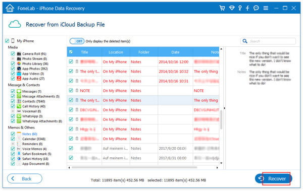 Recover from iCloud Backup