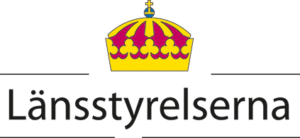 Länsstyrelsernas gemensamma logotyp. Överst är en krona (av typen kungakrona) och under står det Länsstyrelserna.