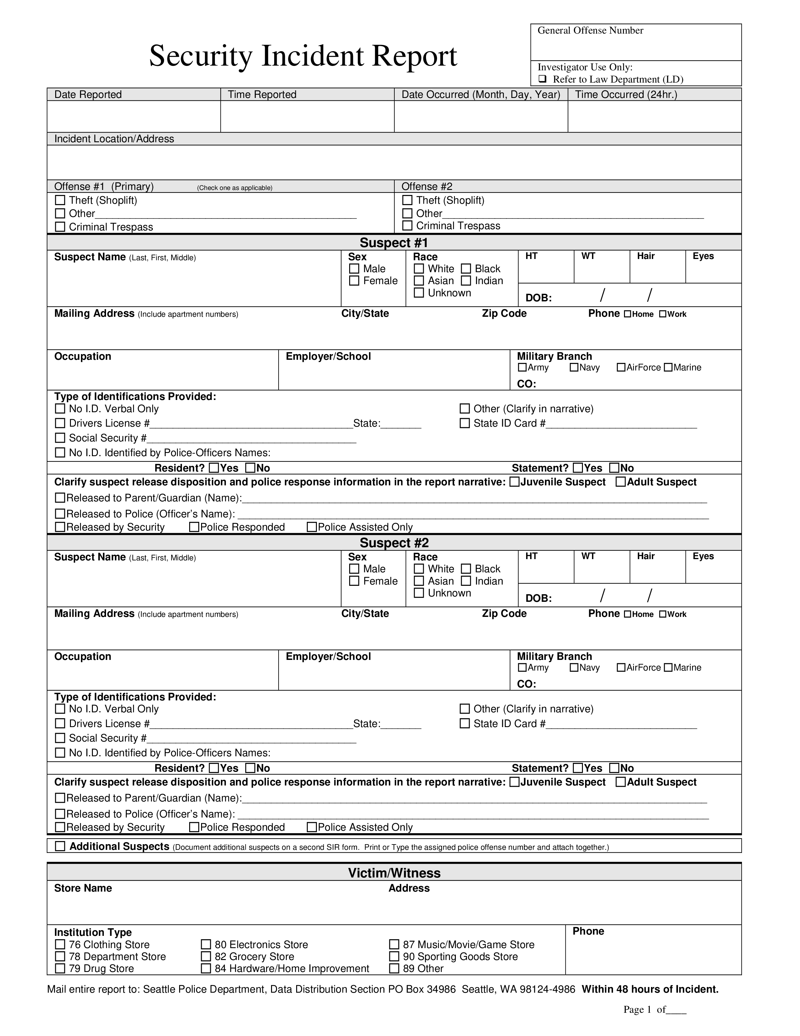 Police Incident Report Template