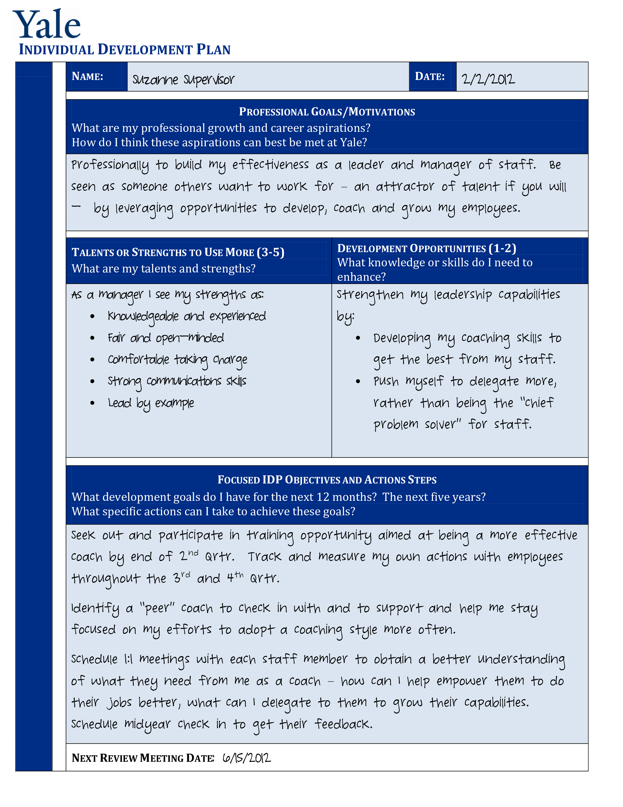 Individual development plan sample manager - daslomi