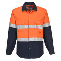 Portwest Mens Hi Vis L/S Shirt with Tape (MA803) Orange/Navy