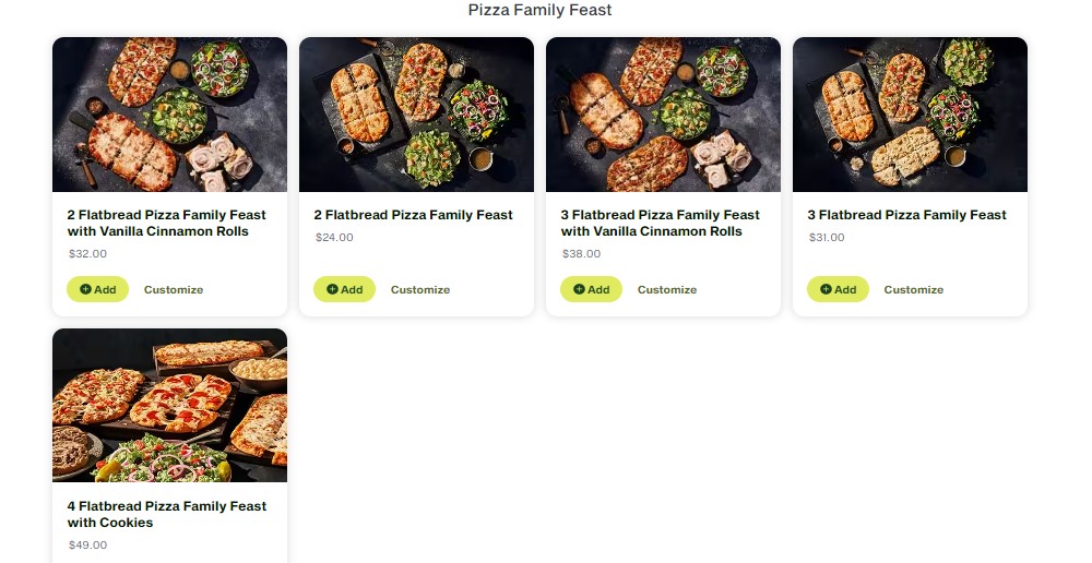 Panera Family Feast Menu Image