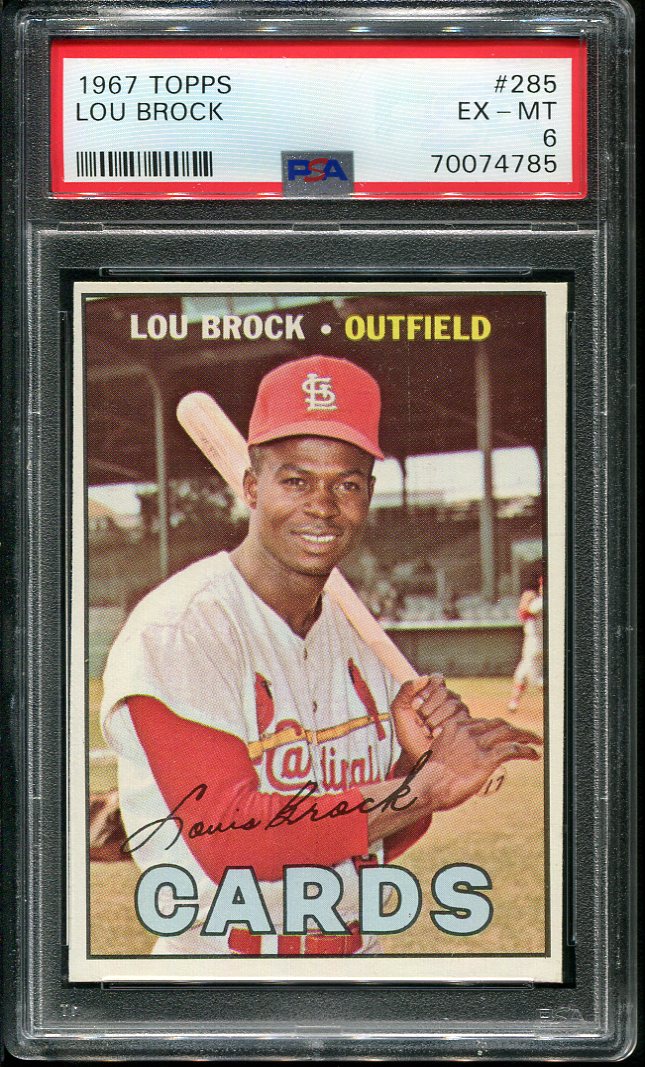 1967 Topps #285 Lou Brock PSA 6 HOF (70074785) - All Star Cards Inc