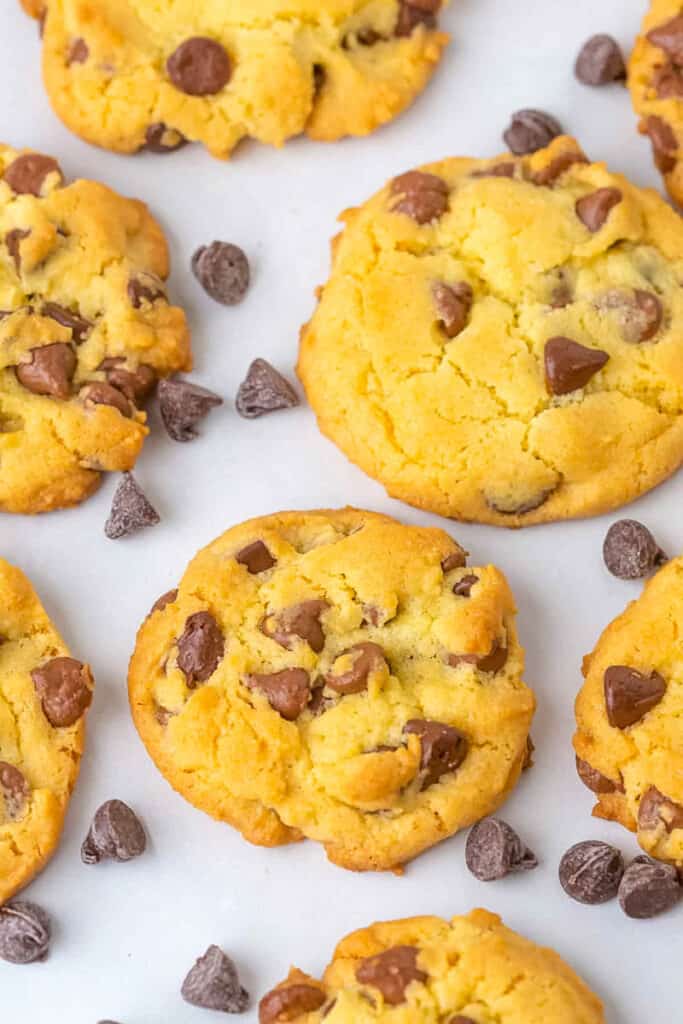 cake mix cookies on a cookie sheet