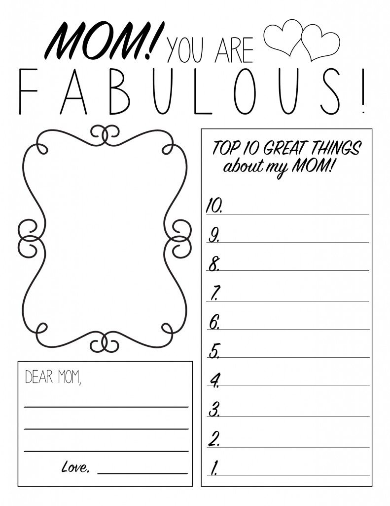 Free Printable Mother's Day Worksheets