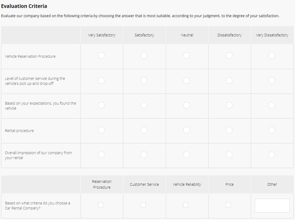 Customer satisfaction survey at Hertz