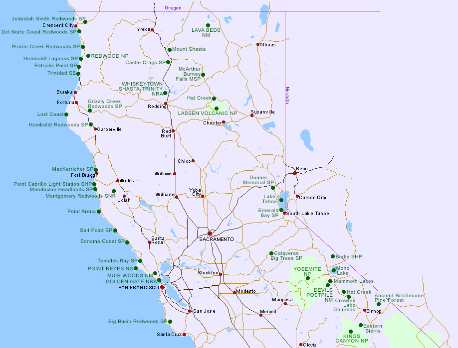 Northern California Map With Cities - Viola Jessamyn