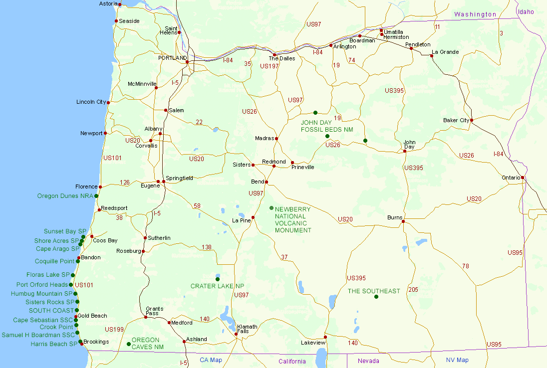 Oregon Coast State Parks Map