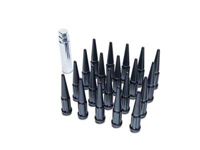 Black Spike Lug Nut Kit; 14mm x 1.5; Set of 24 (15-25 F-150)