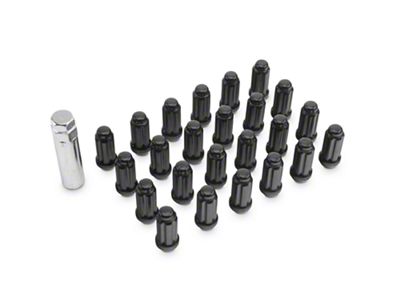 Black 6-Spline Lug Nut Kit; 14mm x 1.5; Set of 24 (15-25 F-150)