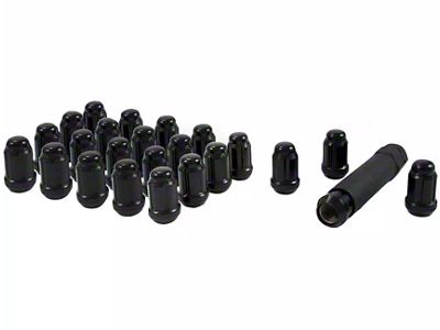 Black Closed End Spline Lug Nuts; M14 x 1.5; Set of 24 (15-25 F-150)