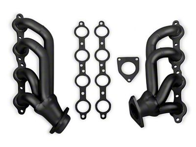 Flowtech 1-5/8-Inch Shorty Headers; Black Painted (02-13 4.8L, 5.3L Sierra 1500)