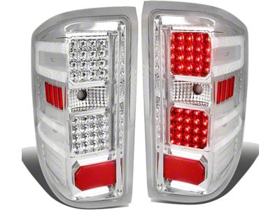 LED Tail Lights; Chrome Housing; Clear Lens (15-19 Sierra 3500 HD DRW w/ Factory Halogen Tail Lights)