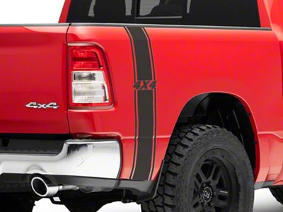 SpeedForm Rear Vertical Stripe with 4x4 Logo; Matte Black (94-25 RAM 1500)