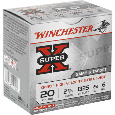 Winchester Shotshells Expert Upland Steel 20 Gauge 2.75in 3/4oz #6-Shot ...