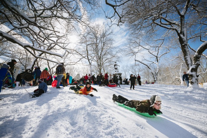 Sledding in Central Park NYC