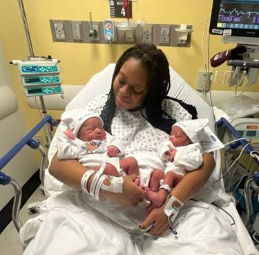 Mom with first babies born in NYC in 2025