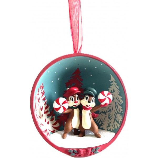 Disney Chip and Dale Christmas Open Bauble dangler Ornament, Disneyland Paris