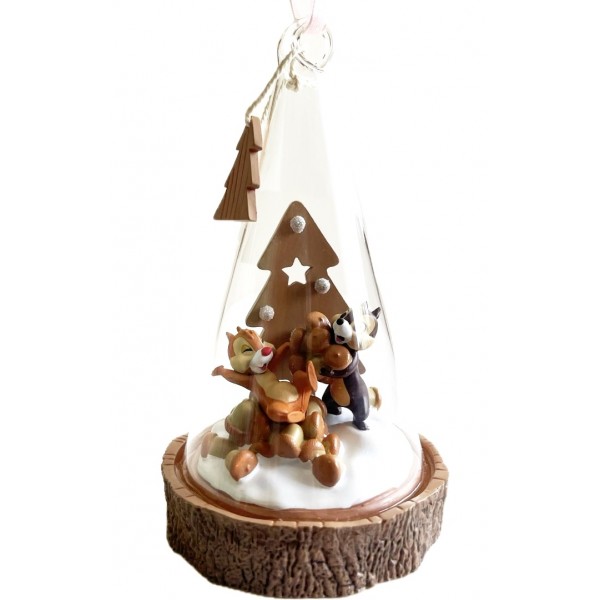 Disney Chip and Dale Christmas Dome Ornament, Disneyland Paris