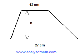 Trapezoid with bases 30cm and 10cm, height h