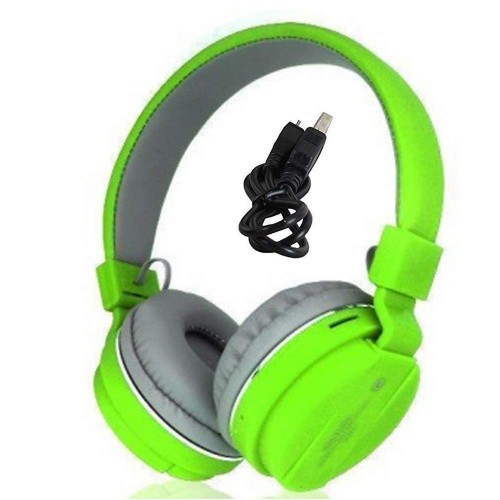 SH12 Wireless Bluetooth Headphones with Remote and HD Sound, Mic, SD Card Slot, Aux Point, FM, Phone Calling and Volume Control (Parrot Green)