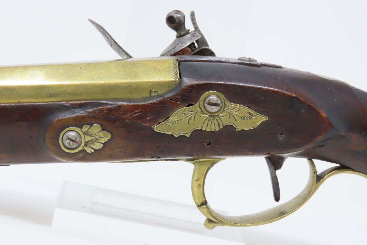 Engraved Belgian Brass Barreled Flintlock Pistol 12.29 C&R Antique 016 ...