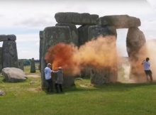 Vandalism - Stonehenge Sprayed With Orange Paint - Two People Arrested