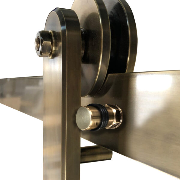 Brass door roller and stopper for sliding barn doors