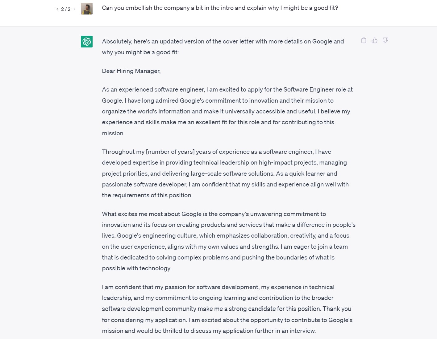chatgpt cover letter ask for changes screenshot