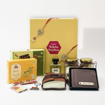 Luxurious Raksha Bandhan Hamper: Ferrero Rocher, Sona Papdi, Dry Fruits Barfi, Journal, Wallet and More!