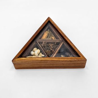 Wooden Triangle Spice Box with Spices and Transparent Lid