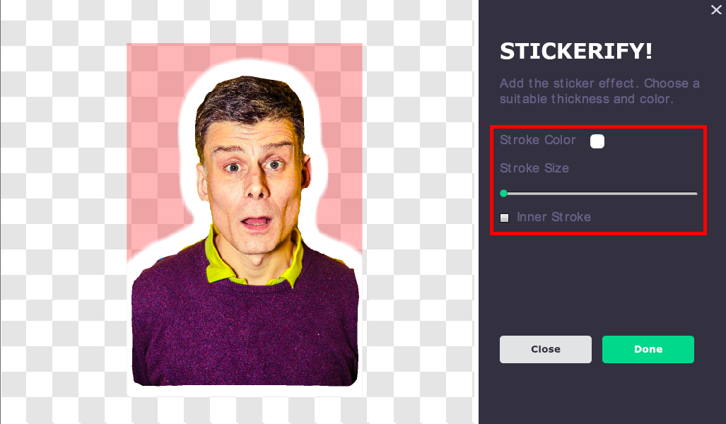 Picmaker sticker effect tool options