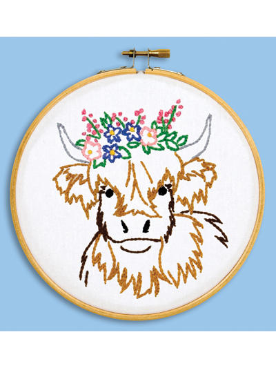 Highland Cow Hoop Stamped Embroidery Kit