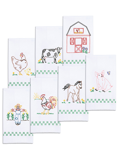 The Countryside Stamped Decorative Hand Towel Set for Embroidery 7 Count