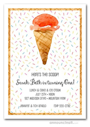 Ice Cream Waffle Cone Invitations