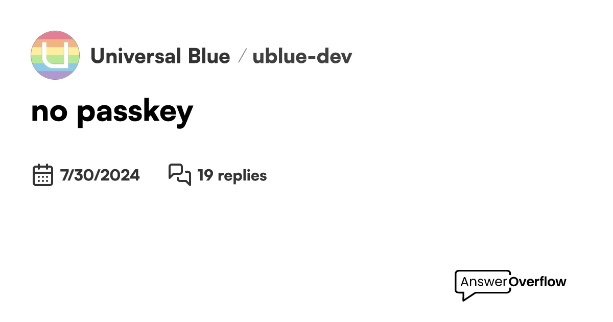 no passkey - Universal Blue