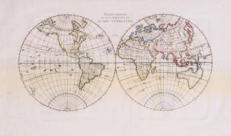 World Twin Hemispheres, Gilles Robert de Vaugondy 1748