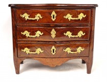 Small chest of drawers Regency mastery in purple wood marquetry stamped 18th