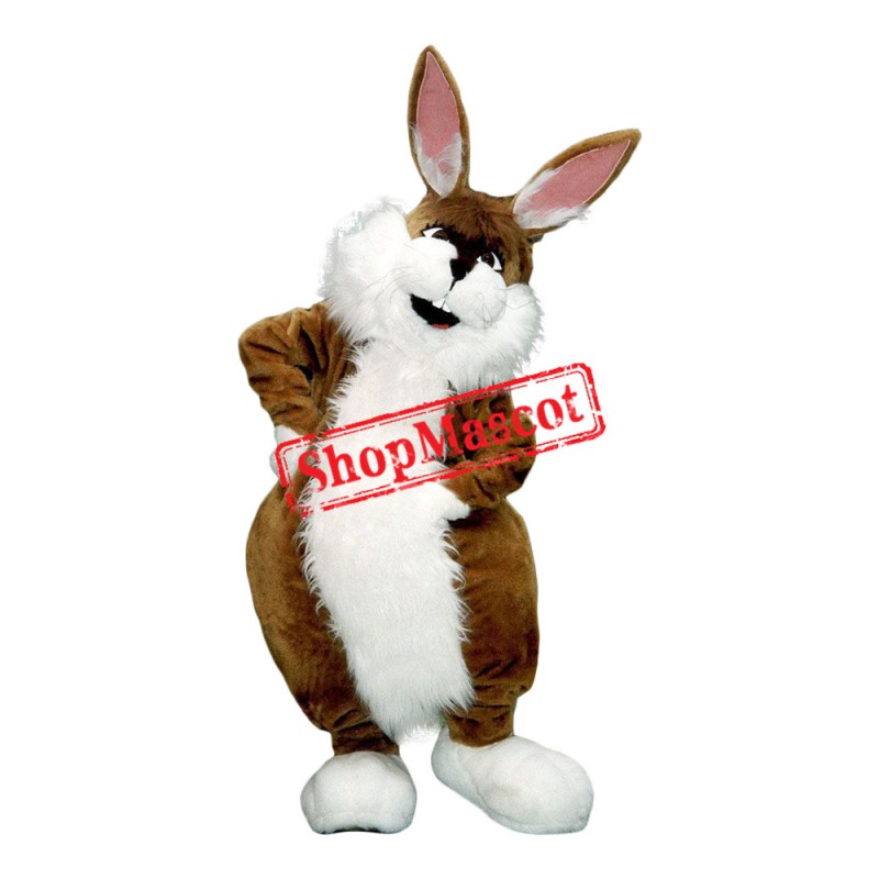 Happy Lightweight Brown Rabbit Mascot Costume