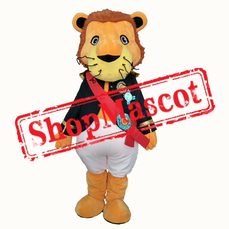 Badge Soldier Lion Mascot Costume