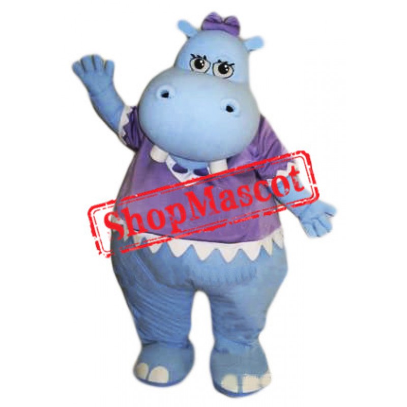 Female Blue Hippo Mascot Costume