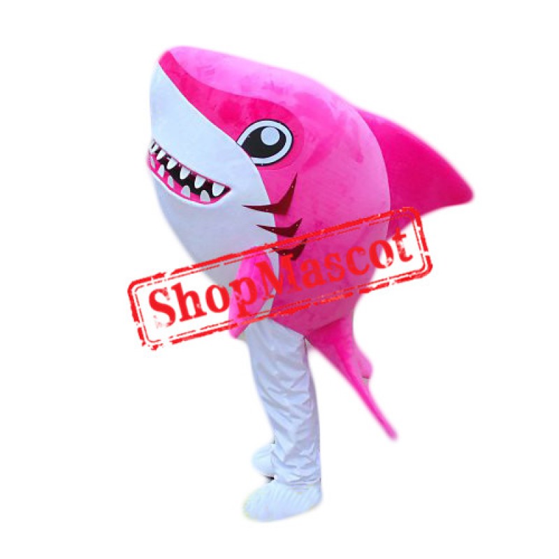 Cute Pink Shark Mascot Costume