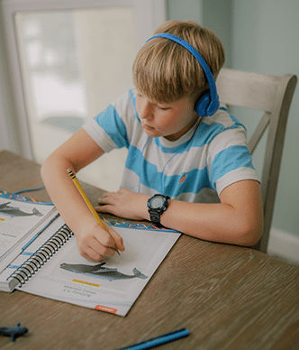 Homeschool student learning science at home with Apologia's curriculum