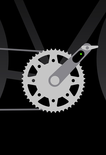 Image d’une roue de vélo illustrant la fonctionnalité de jumelage de capteurs et la connexion entre l’Apple Watch Ultra 2 et le vélo d’une personne.