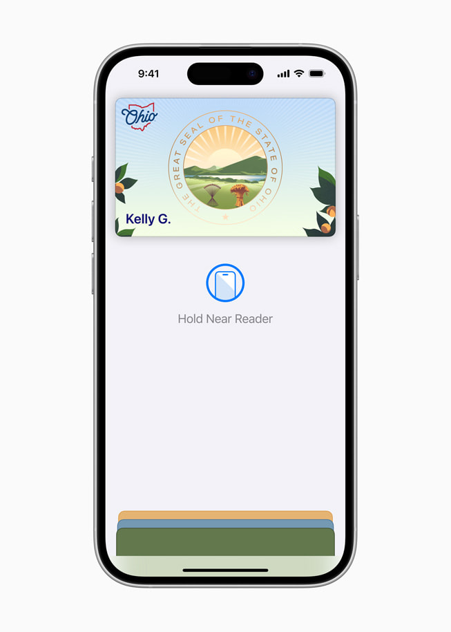 On iPhone 16, a user’s Ohio ID is shown in Wallet.