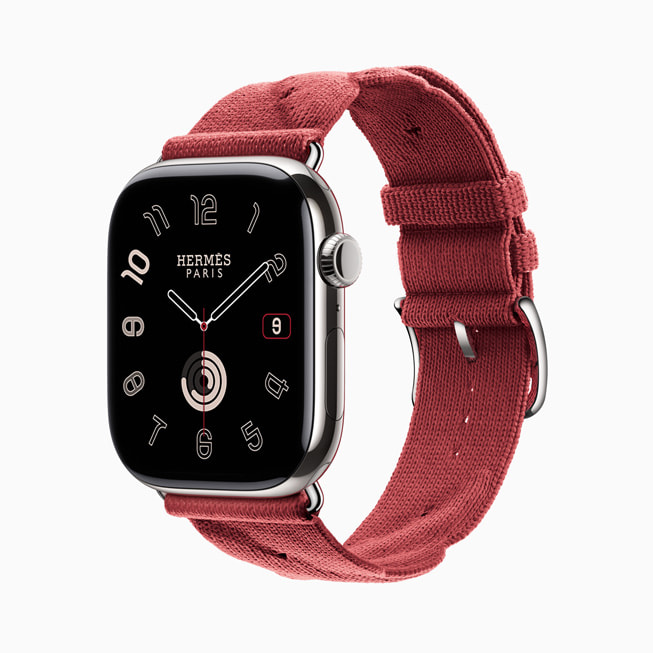 The Hermès Torsade band is shown on Apple Watch Series 10.